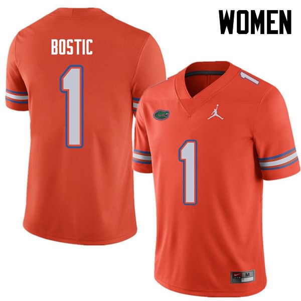 NCAA Florida Gators Jonathan Bostic Women's #1 Jordan Brand Orange Stitched Authentic College Football Jersey XLD7064YS